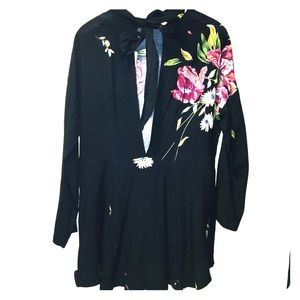 Free people free spirit black floral mini dress